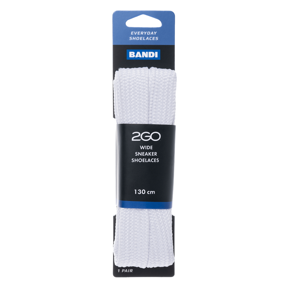 2GO Wide Sneakerlace 340 White 130 cm