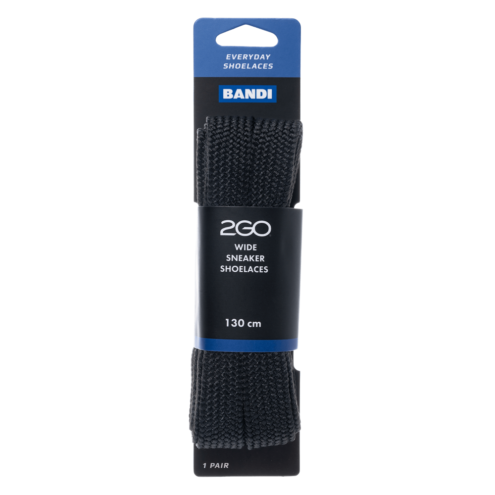 2GO Wide Sneakerlace 349 Black 130 cm