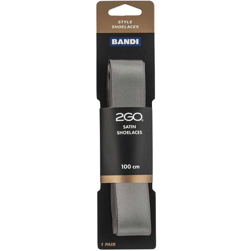 2GO Satin Shoelaces 322 Grey 100 cm