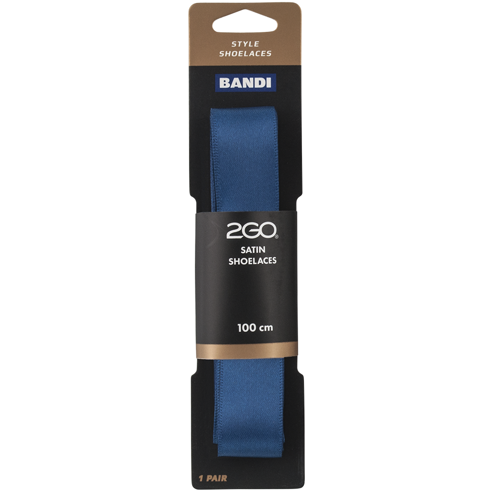 2GO Satin Shoelaces 323 Light Navy 100 cm