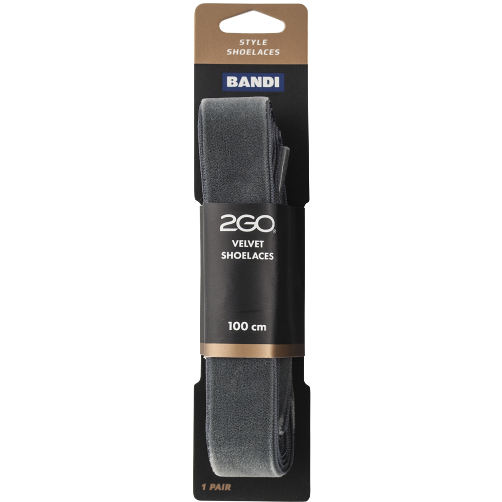 2GO Velvet Shoelaces 330 Dark grey 100 cm